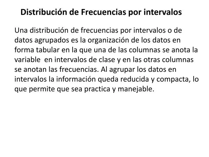 distribuci n de frecuencias por intervalos