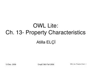OWL Lite: Ch. 13- Property Characteristics