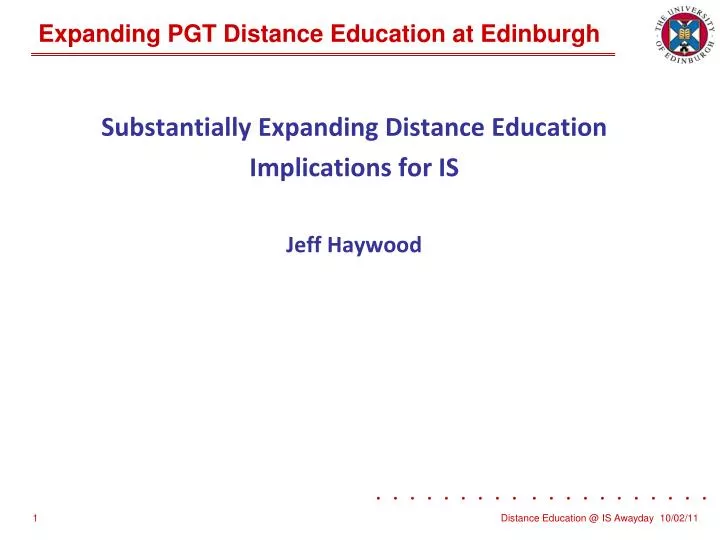 substantially expanding distance education implications for is jeff haywood