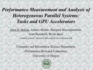 Performance Measurement and Analysis of Heterogeneous Parallel Systems: Tasks and GPU Accelerators