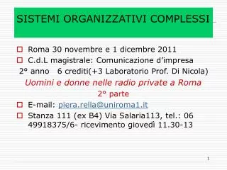 sistemi organizzativi complessi