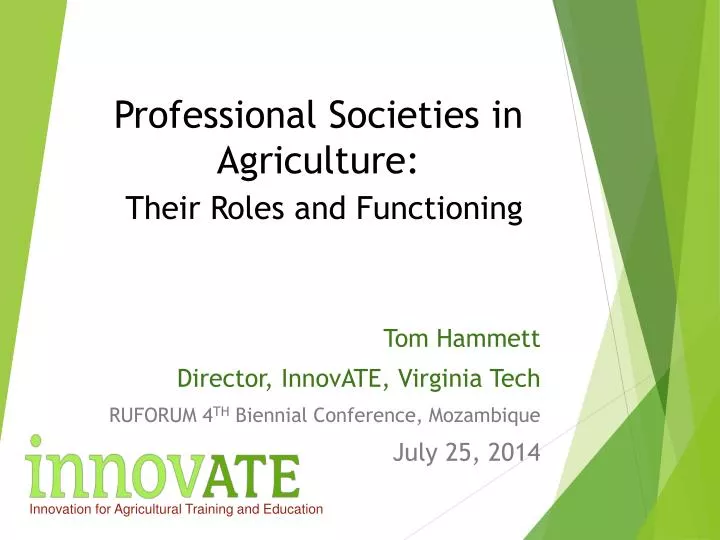 professional societies in agriculture their roles and f unctioning