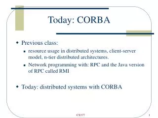 Today: CORBA