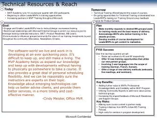 Technical Resources &amp; Reach
