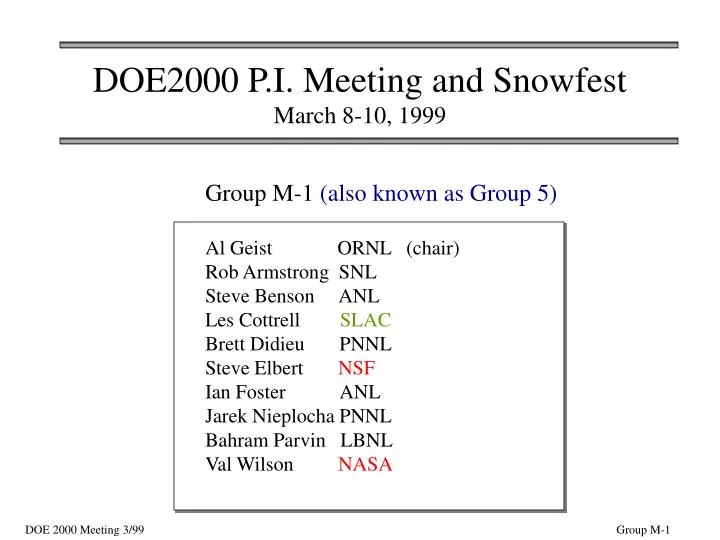 doe2000 p i meeting and snowfest march 8 10 1999