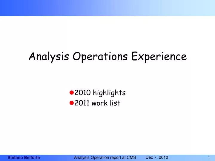 analysis operations experience