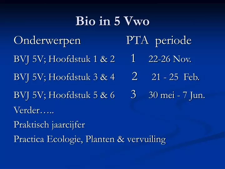 bio in 5 vwo