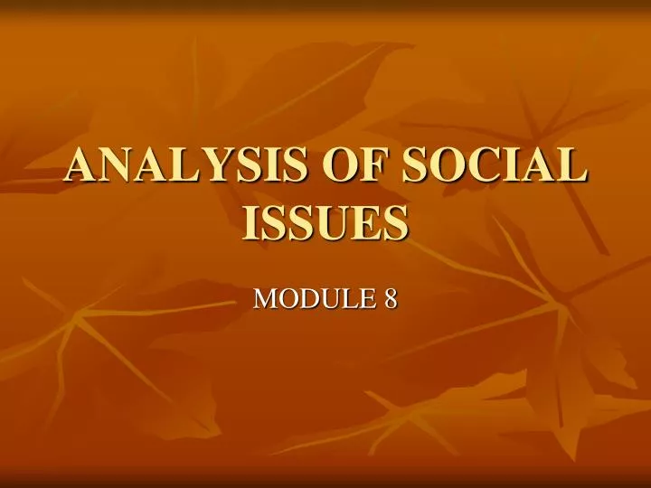 analysis of social issues