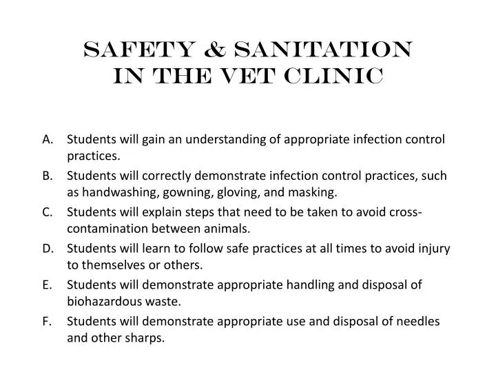 safety sanitation in the vet clinic