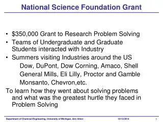 National Science Foundation Grant