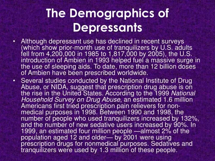 the demographics of depressants