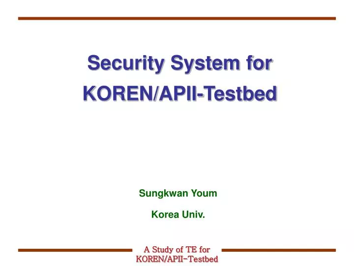 security system for koren apii testbed