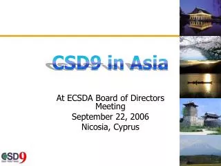 At ECSDA Board of Directors Meeting September 22, 2006 Nicosia, Cyprus