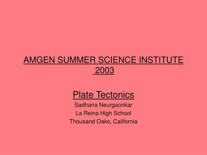 amgen summer science institute 2003