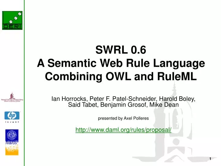 swrl 0 6 a semantic web rule language combining owl and ruleml