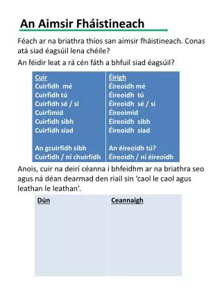 an aimsir fh istineach