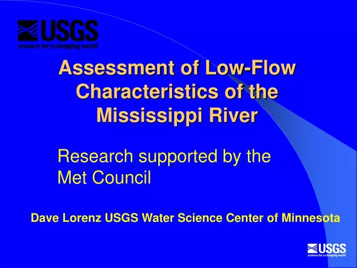 assessment of low flow characteristics of the mississippi river