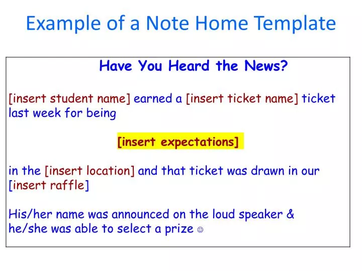 example of a note home template