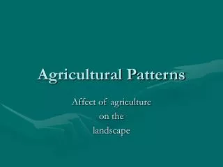 Agricultural Patterns