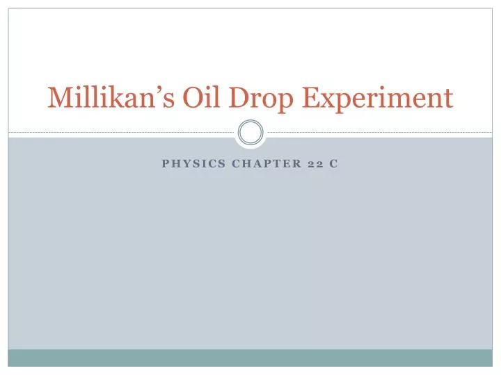 millikan s oil drop experiment