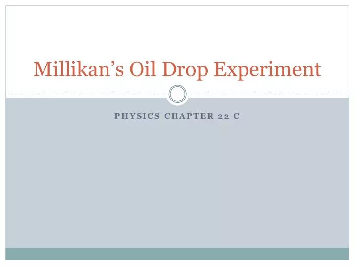 what did millikan's oil drop experiment prove