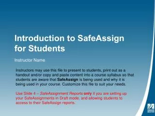Introduction to SafeAssign for Students