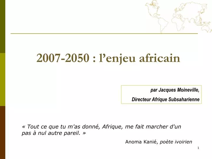 2007 2050 l enjeu africain