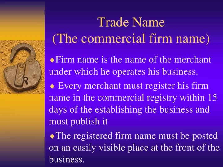trade name the commercial firm name