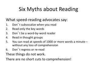 Six Myths about Reading