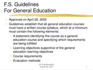 F.S. Guidelines For General Education