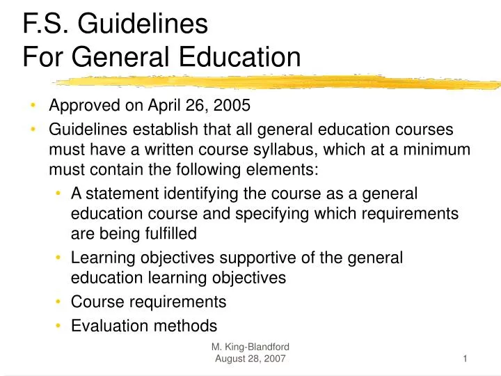 f s guidelines for general education