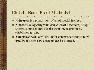 Ch 1.4: Basic Proof Methods I