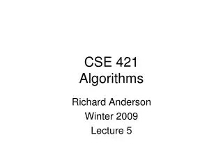 CSE 421 Algorithms