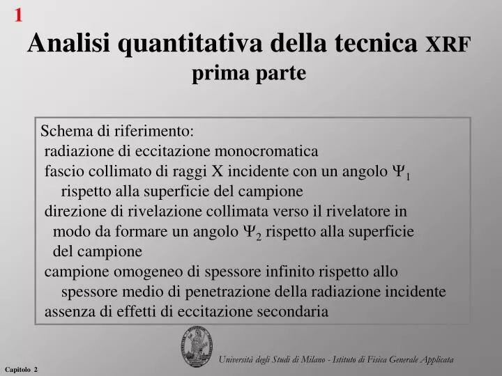 analisi quantitativa della tecnica xrf prima parte