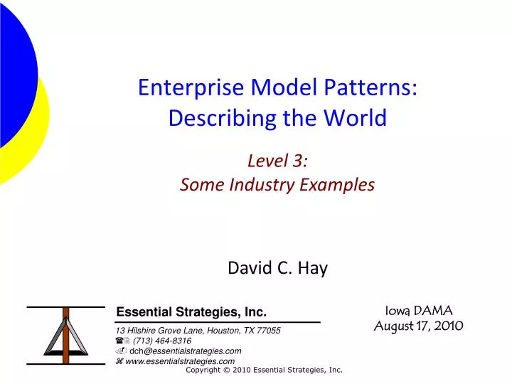 enterprise model patterns describing the world