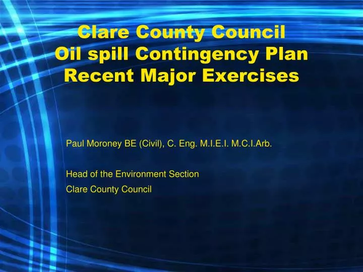 clare county council oil spill contingency plan recent major exercises