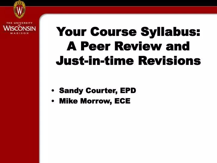 your course syllabus a peer review and just in time revisions
