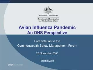 Avian Influenza Pandemic An OHS Perspective