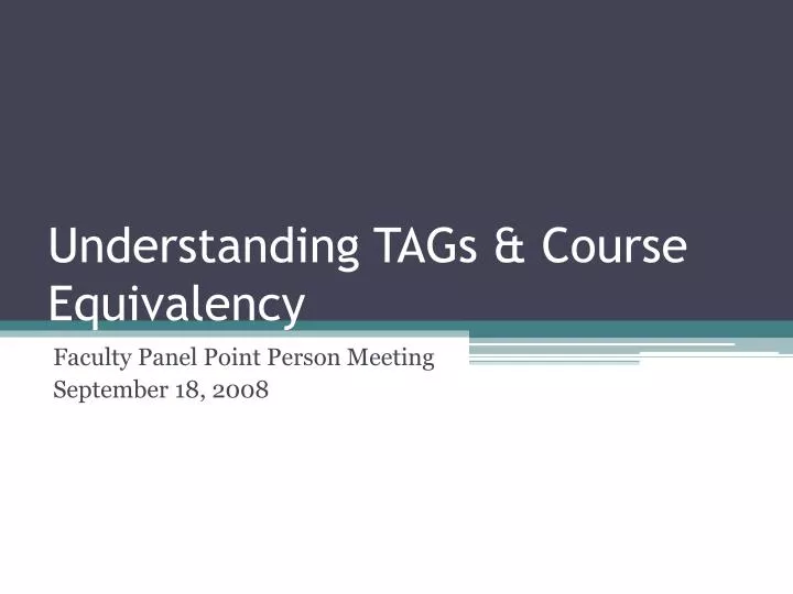 understanding tags course equivalency