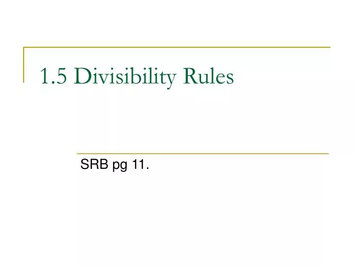 1 5 divisibility rules