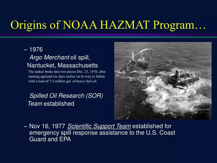 origins of noaa hazmat program