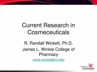 Current Research in Cosmeceuticals