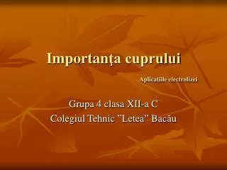 importan a cuprului aplica iile electrolizei