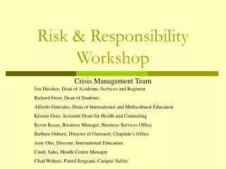 Risk &amp; Responsibility Workshop