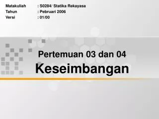 pertemuan 03 dan 04 keseimbangan