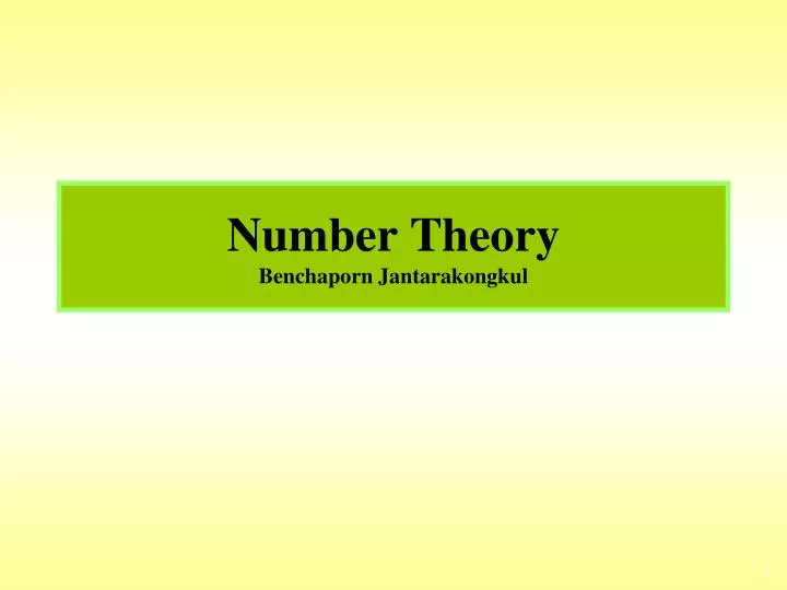 number theory benchaporn jantarakongkul