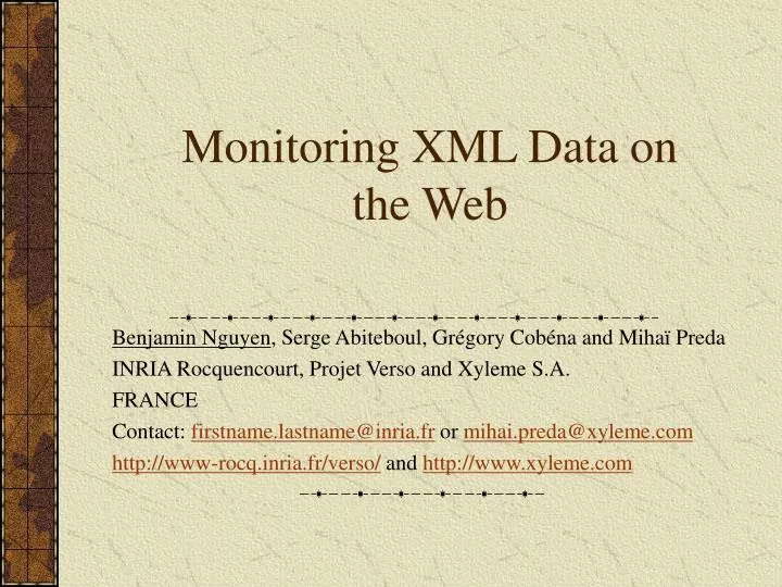 monitoring xml data on the web