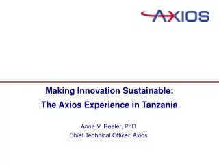 Making Innovation Sustainable: The Axios Experience in Tanzania