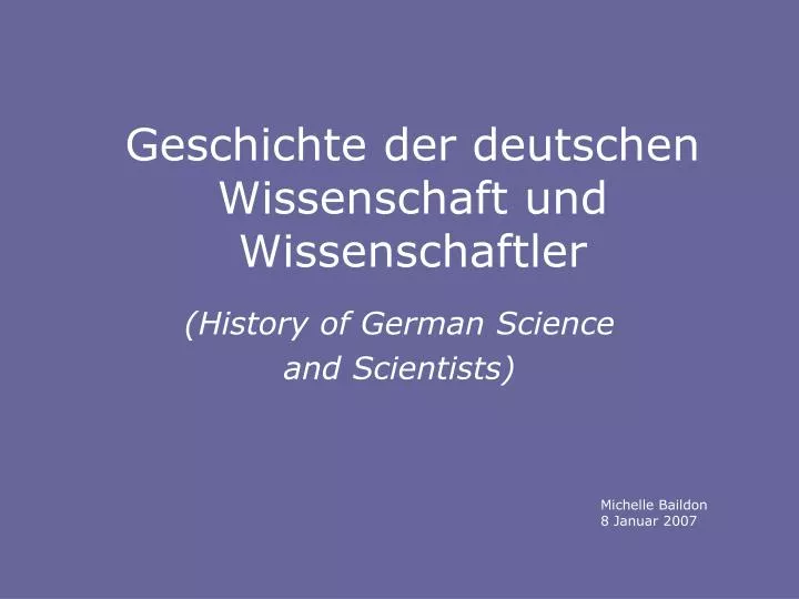 geschichte der deutschen wissenschaft und wissenschaftler