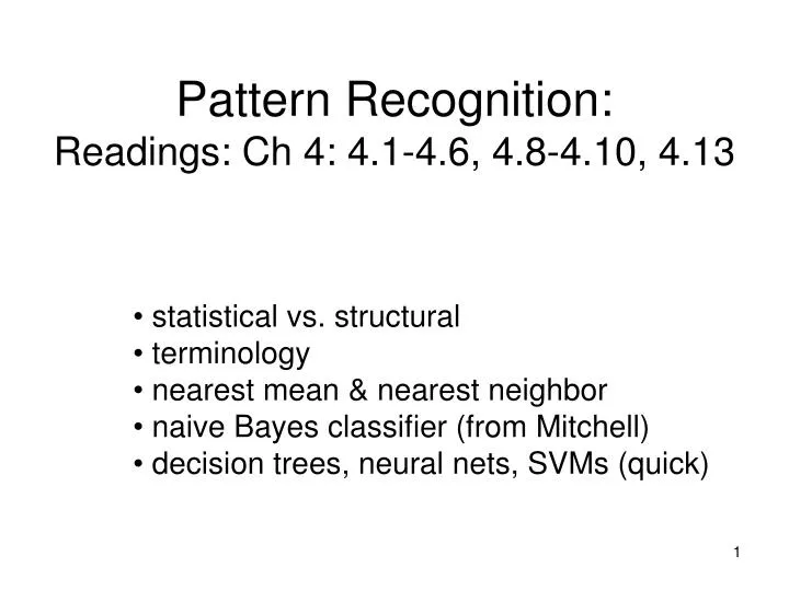 pattern recognition readings ch 4 4 1 4 6 4 8 4 10 4 13